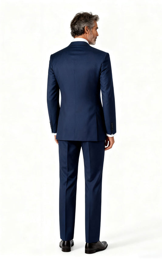 Men's Dark Blue Notch Lapel Business Suit - Custom
