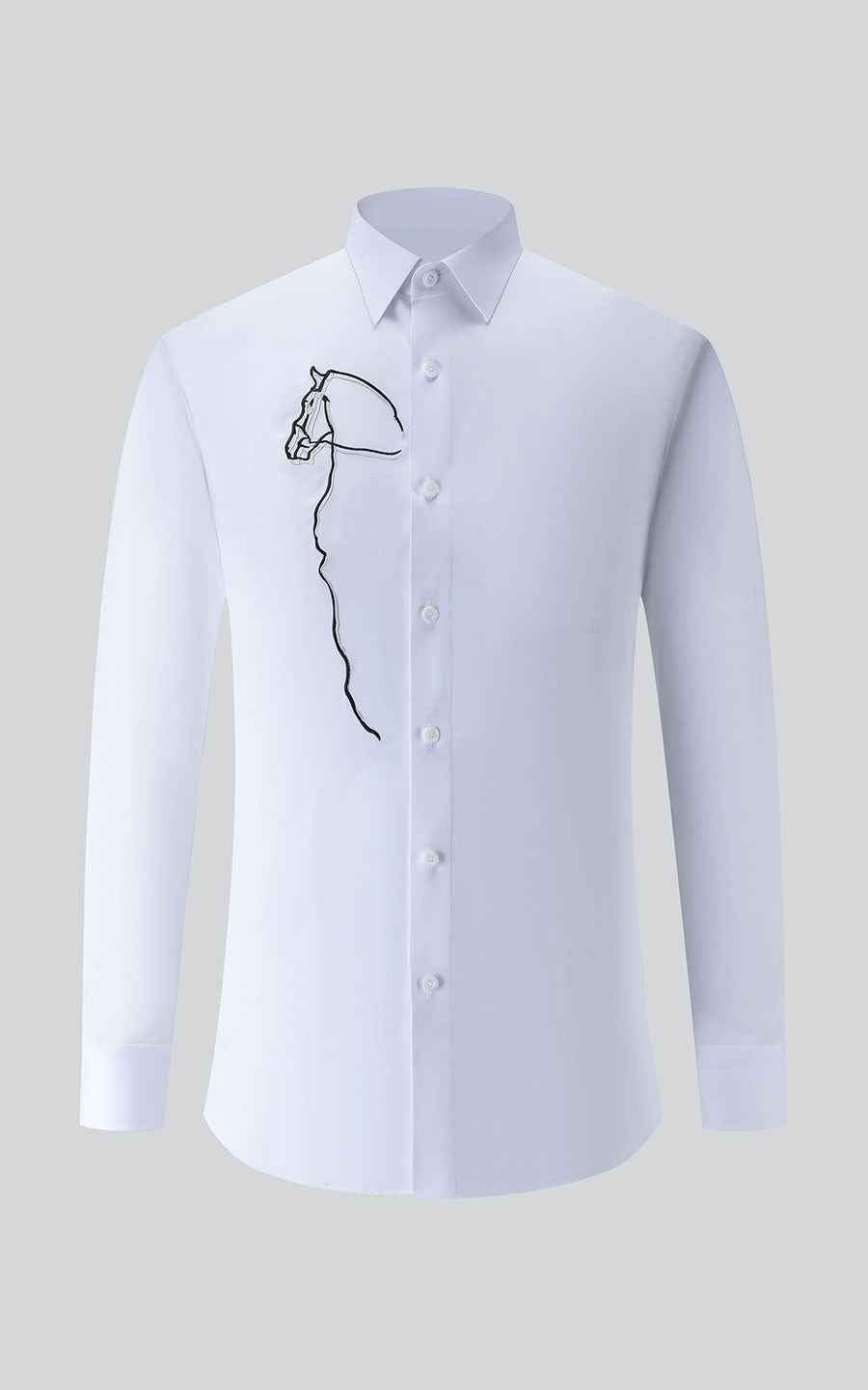 Horse Embroidered White Shirt - Custom Design Premium
