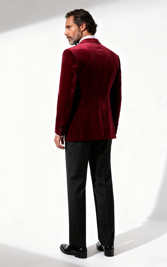 Custom Red Velvet Tuxedo - Tailored Formal Suit