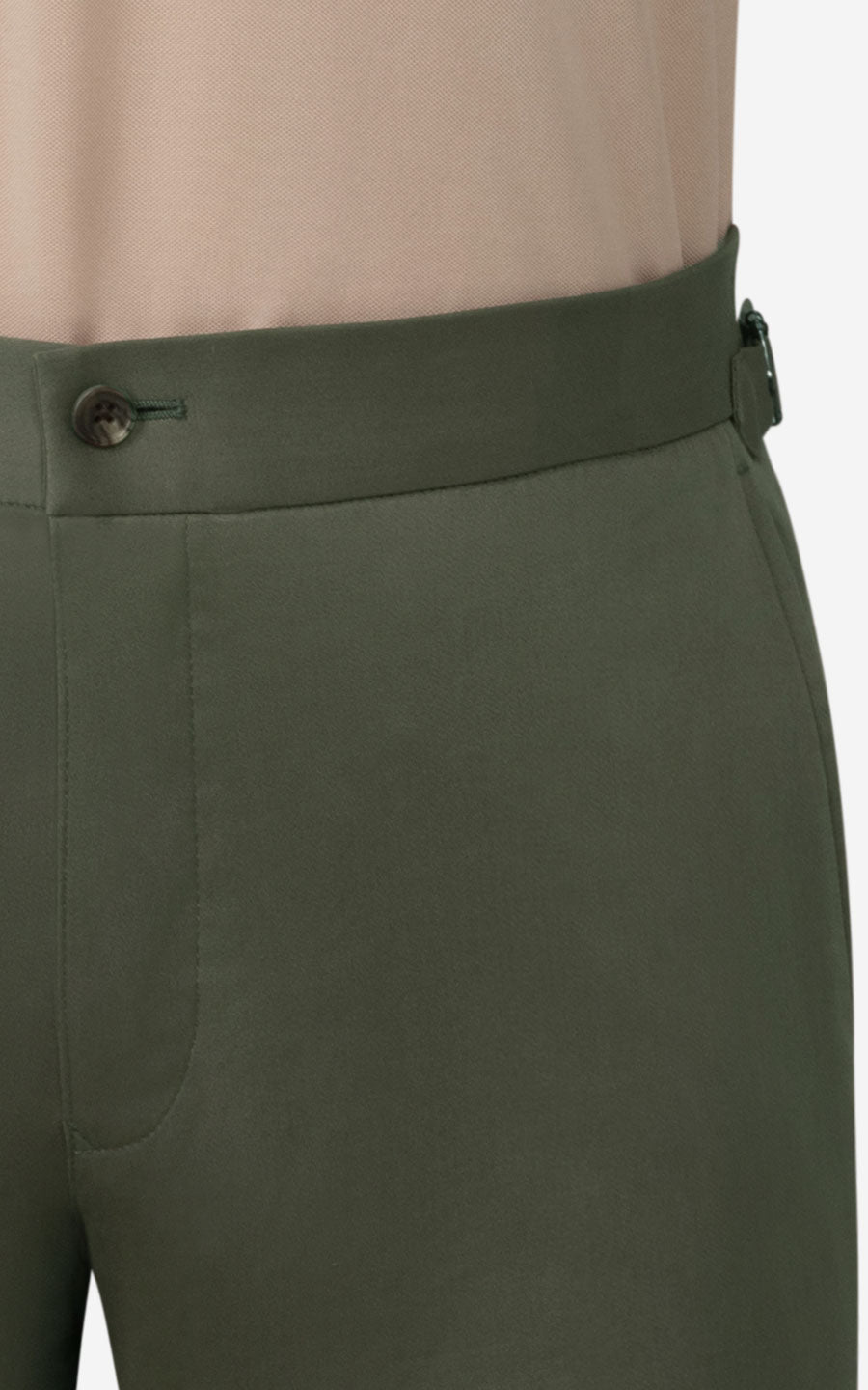 Dark Olive Wool Fabric - Premium Men's Suit Pants Detail