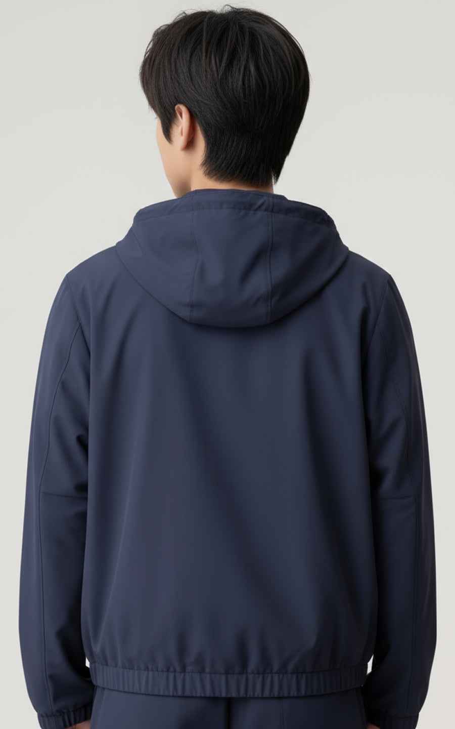 Custom-made casual men's navy blue hooded jacket
