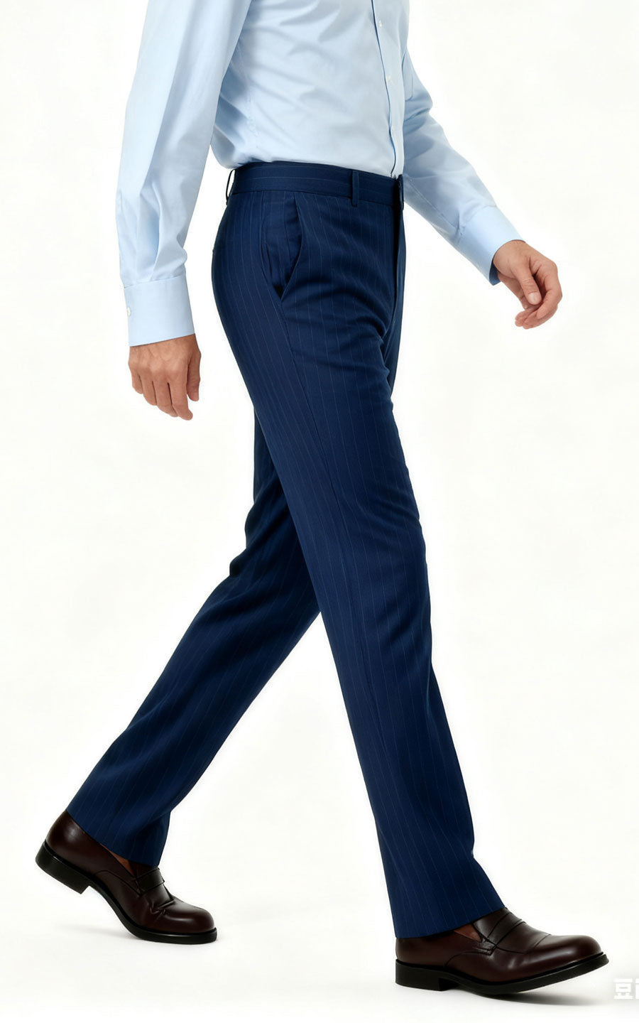 Custom Pants Dark Blue Herringbone Suit Pants - Tailored Fit