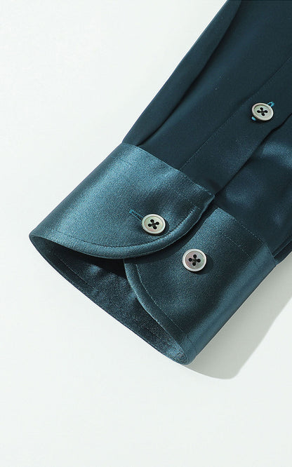 Lake Blue Dress Shirt Collar Detail - Wrinkle Resistant