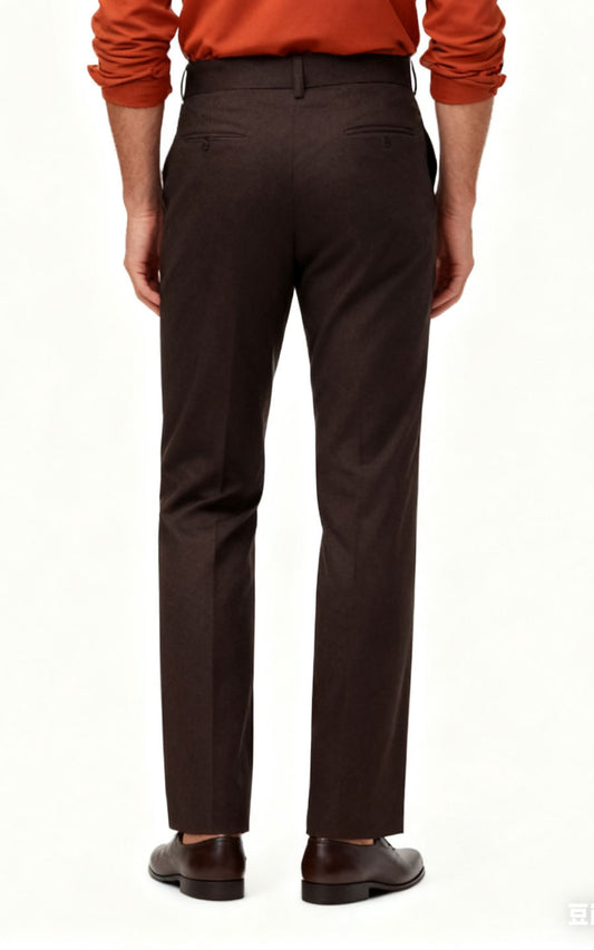 Dark Brown Twill Customize Casual Pants - Comfort Style