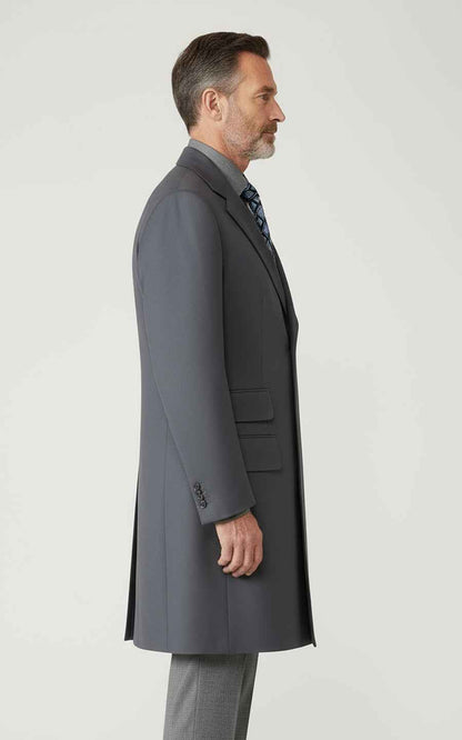 Charcoal Grey Overcoat Men Tailored Double Breasted Winter Formal