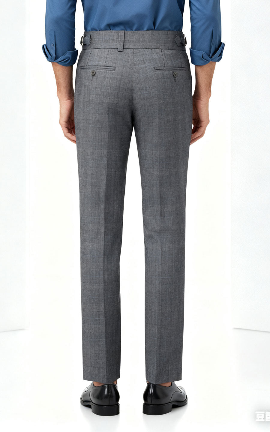 Grey Plaid Dress Pants - Premium Tailored Trousers
