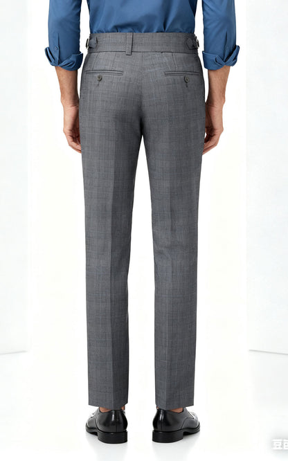 Grey Plaid Dress Pants - Premium Tailored Trousers