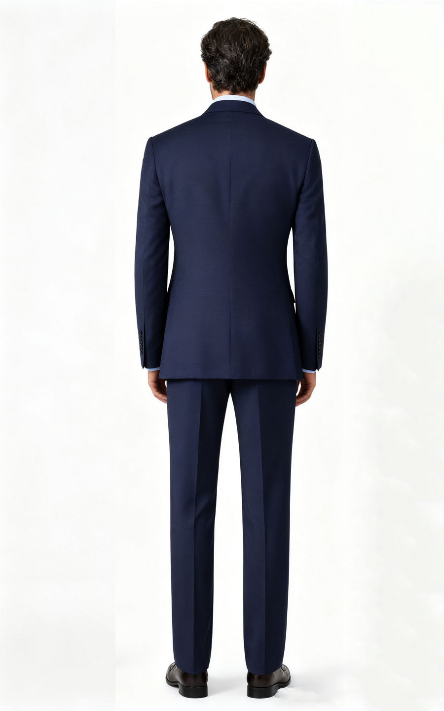 Navy Blue Grid Custom Tailored Business Suit - Bespoke