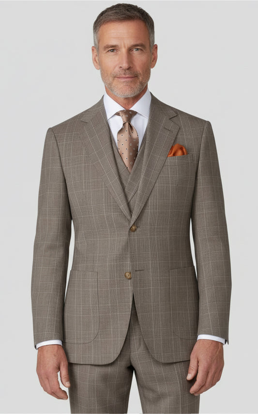 Light Brown Check Casual Blazer Custom Made Mens Suit