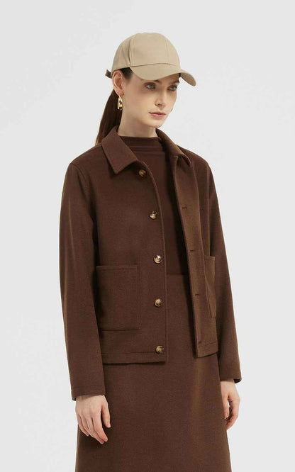 Brown Wool Co-ord Set - Jacket & Skirt | Modern Style