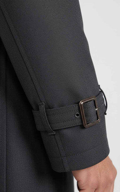 Men's Dark Gray Double-Breasted Custom Casual Trench Coat