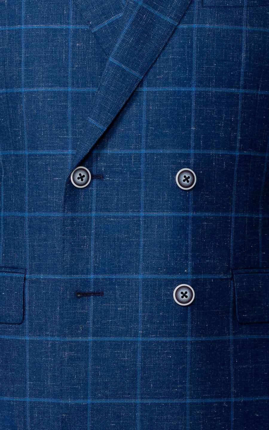 Men's Blue Plaid British Style Tailored Suit