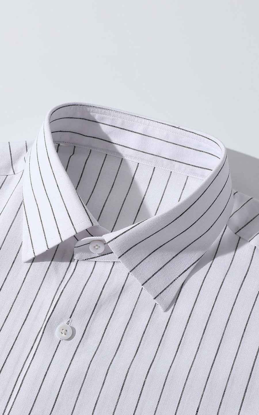 Classic White Striped Men's Casual Shirt - Premium
