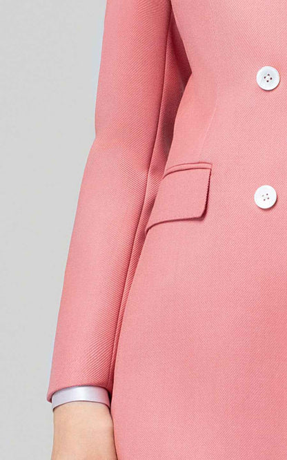 Women's Pink Business Suit Set - Double Breasted Blazer