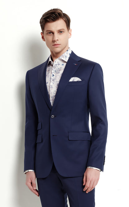 Blue Custom Suit Set Men Slim Fit Business Formal Wear