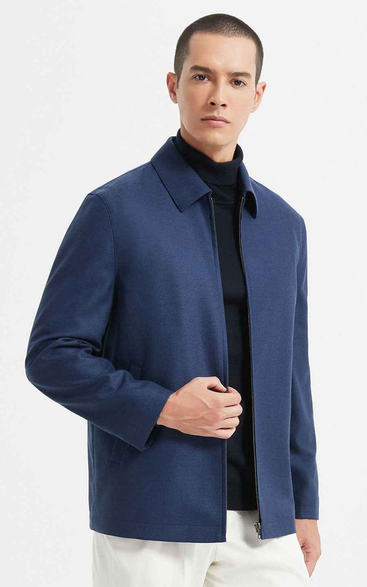 Men's Navy Blue Jacket - Classic Zip-Up Style