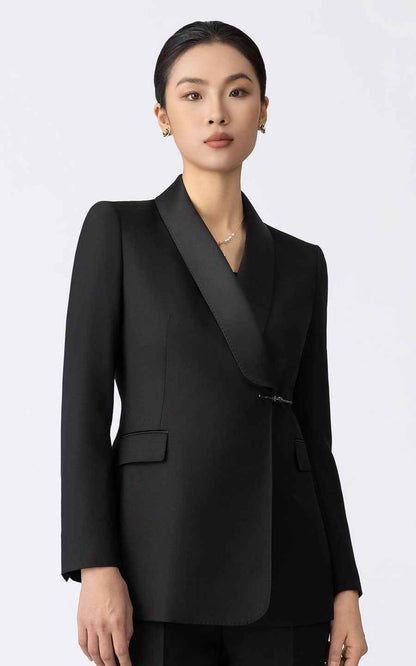 Women's Black Professional Blazer Suit Set