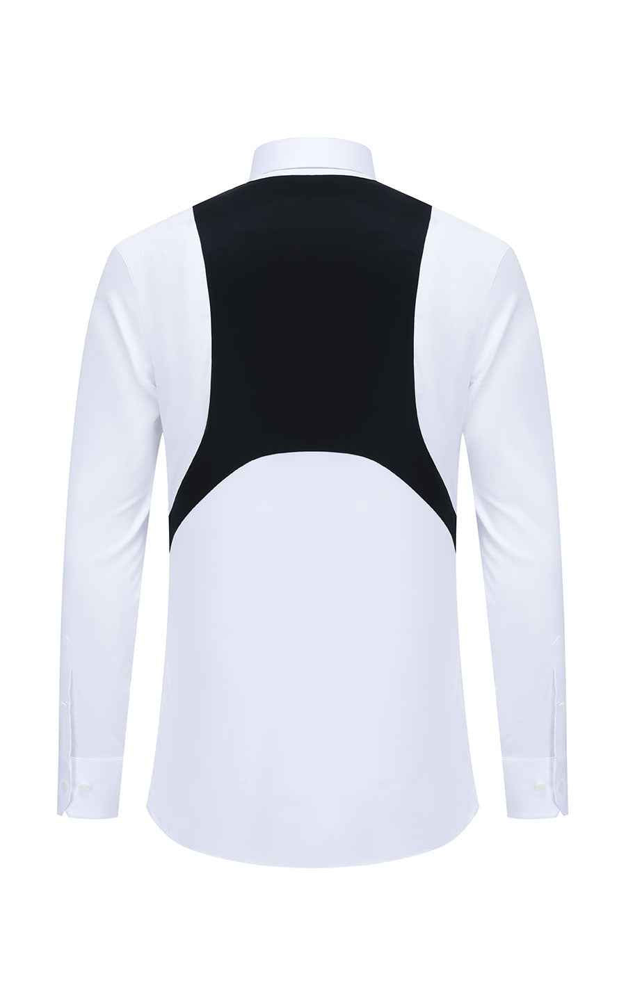 Men's Casual Shirts White Dress Shirt with Black Suspenders