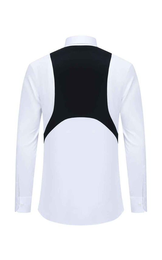 Men's Casual Shirts White Dress Shirt with Black Suspenders