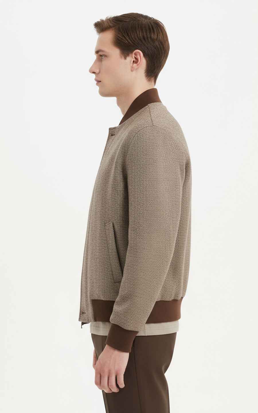 Premium Beige Jacket - Textured Bomber Style