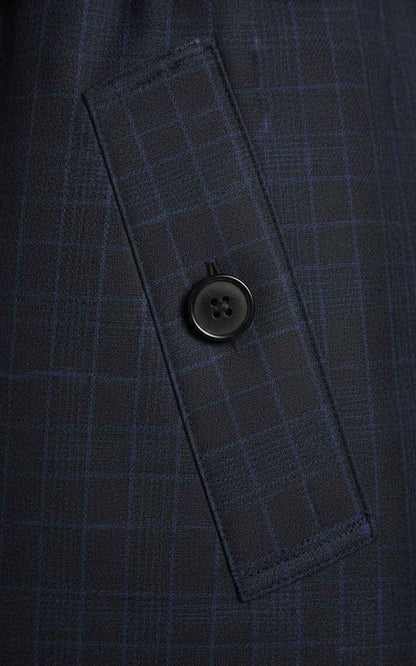 Men's Dark Blue Double-Breasted Custom Casual Trench Coat