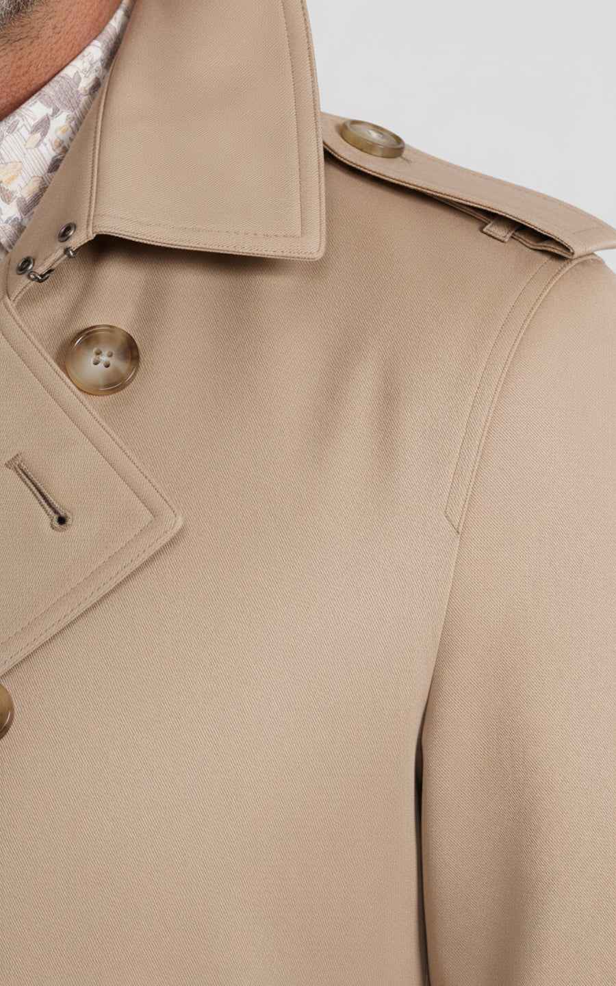 Classic double-breasted trench coat long beige coat for men