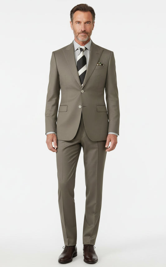 Custom Tailored Online Suit Set Dark Gray Brown Twill Business Formal