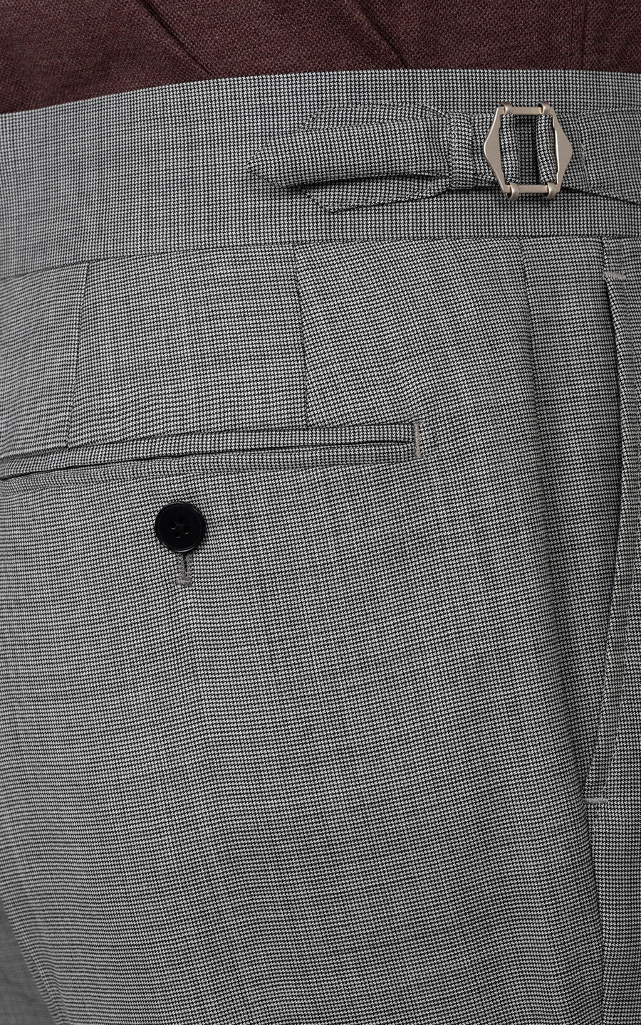 Premium Grey Suit Pants Detail - Floral Textured Fabric