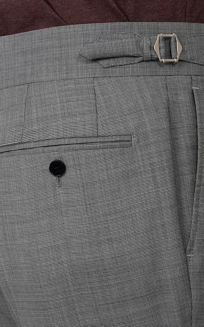 Premium Grey Suit Pants Detail - Floral Textured Fabric