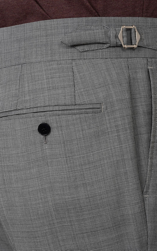 Premium Grey Suit Pants Detail - Floral Textured Fabric