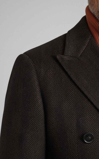 Custom Men's overcoat Brown Double Breasted Winter Formal