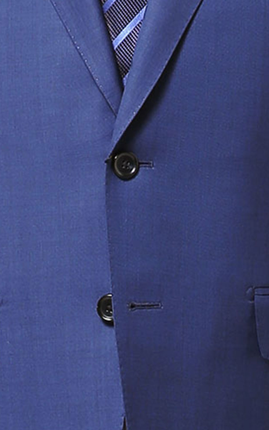Man wearing dark blue plaid custom fit tailored blazer