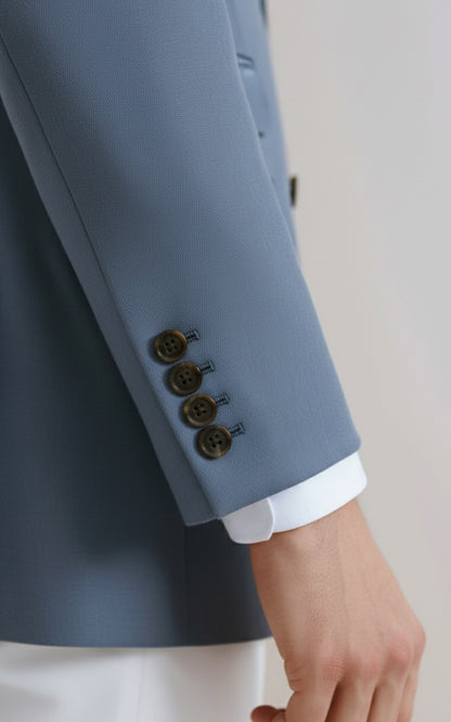 Custom Blue Wool Knit Blazer Mens Tailored Business