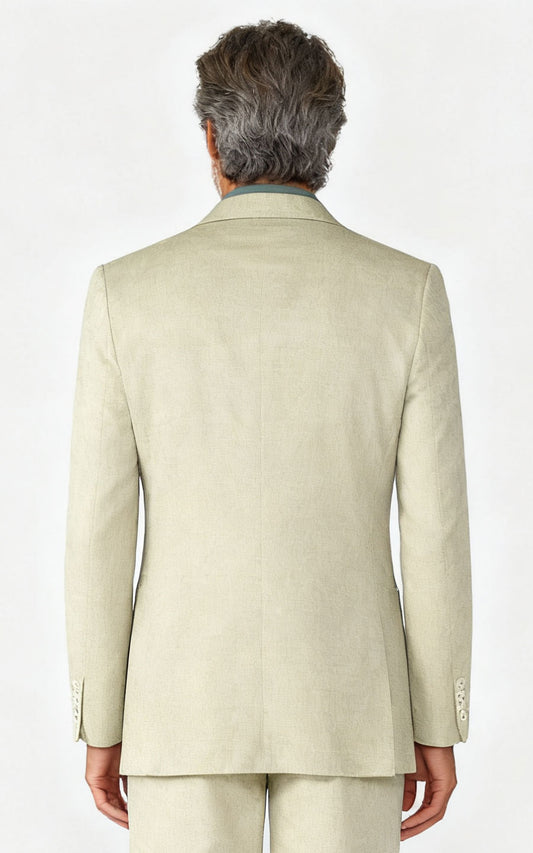 Custom Beige Linen Business Suit - Tailored Blazer