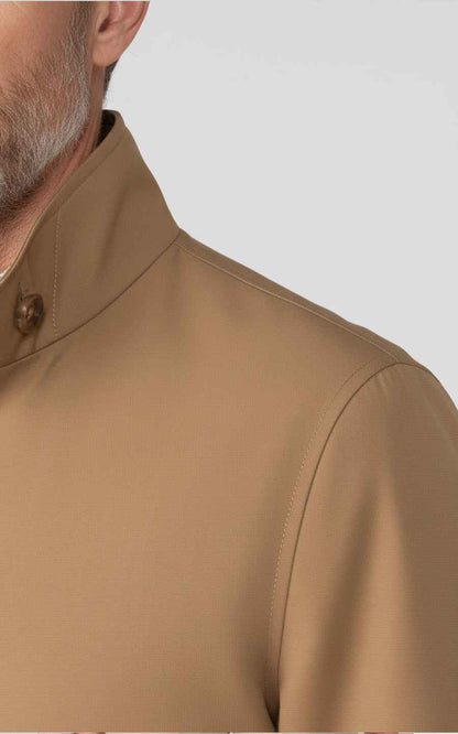 Khaki Custom Men's Slim Fit Casual Zip-Up Jacket