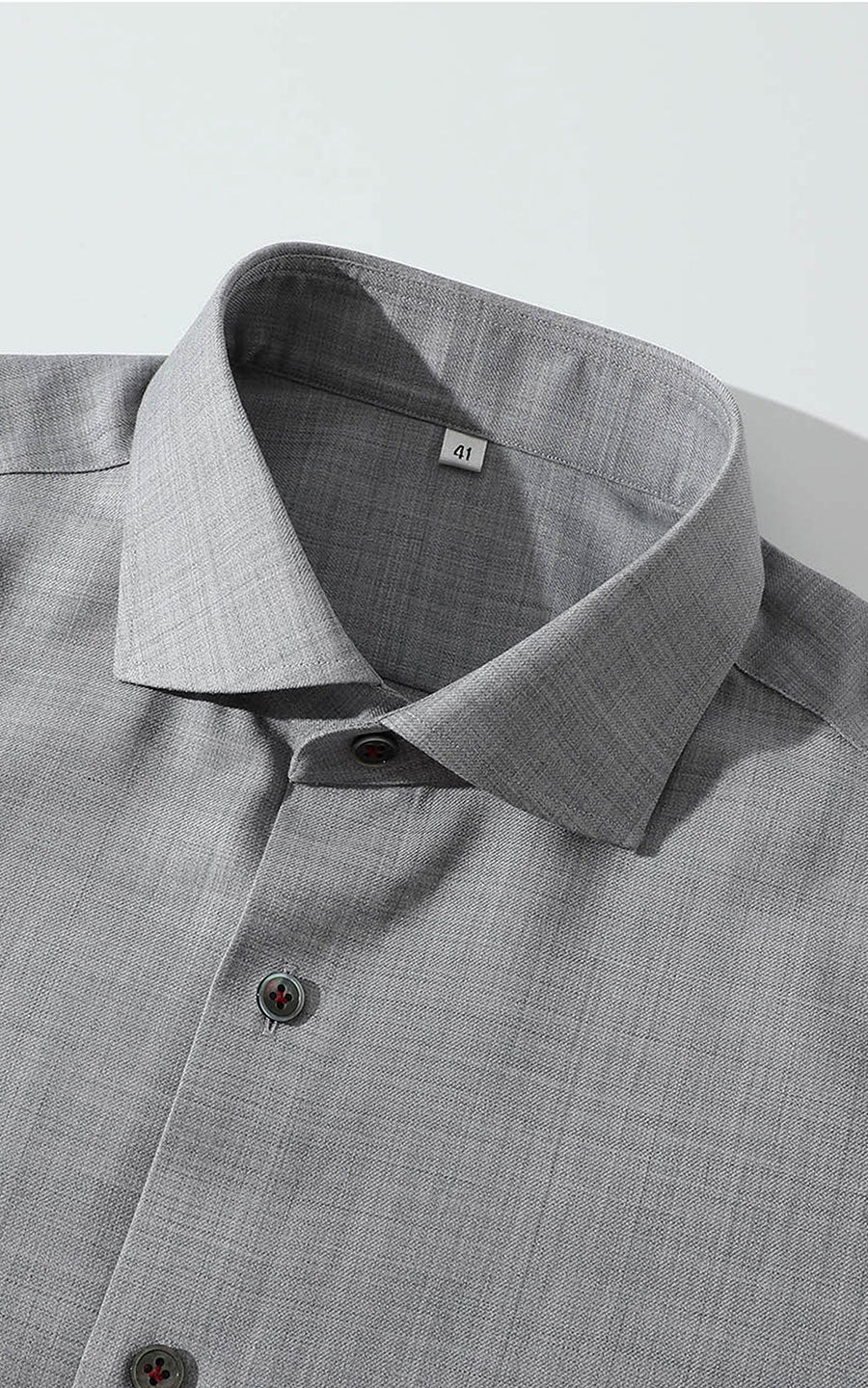 Tailored mist gray shirt detail - premium wool flannel