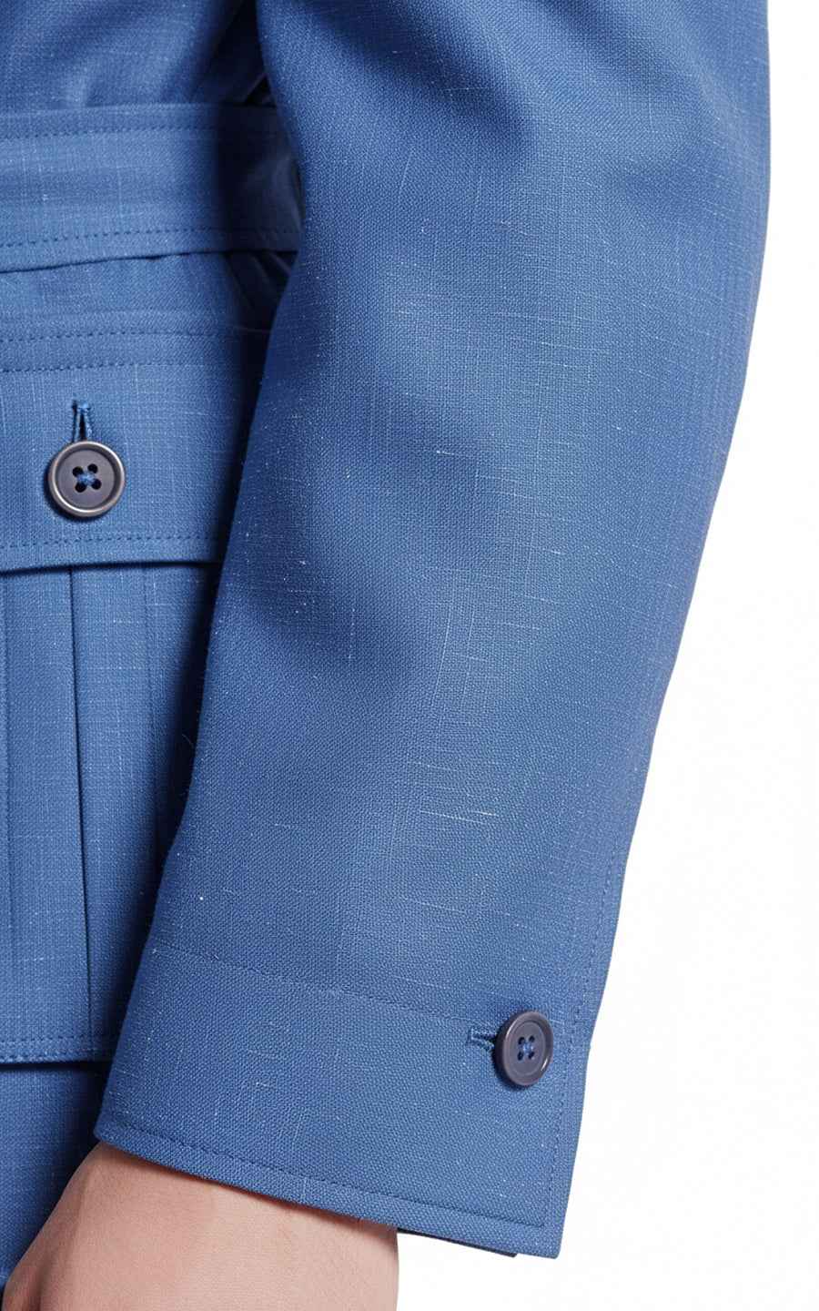 Customized Blue Trench Men Safari Casual Wear