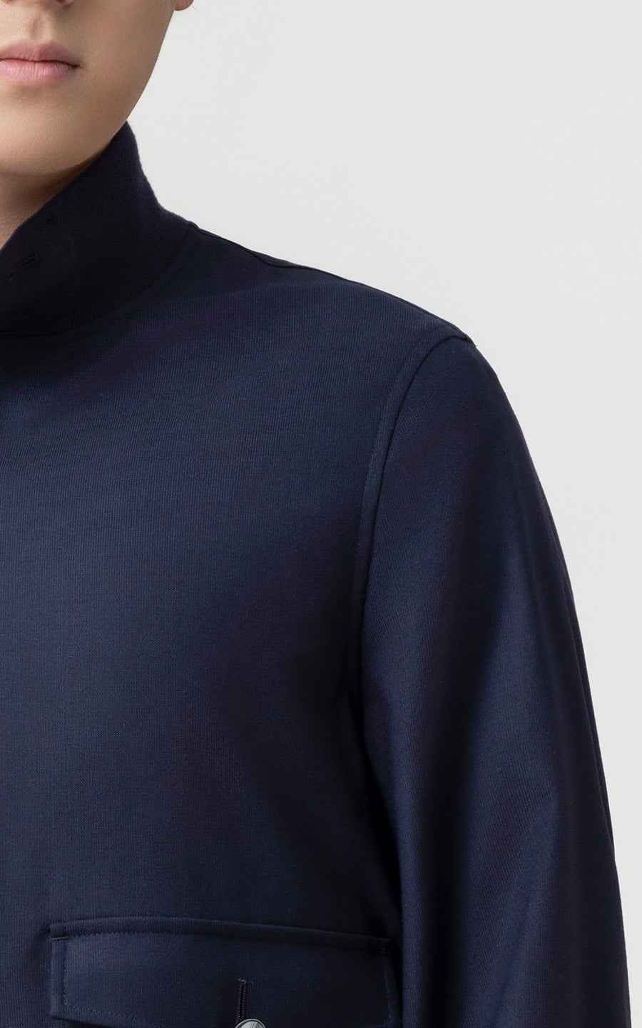 Navy Wool Bomber Jacket Premium Tailored Mens Outerwear