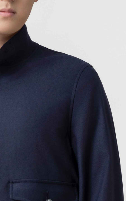 Navy Wool Bomber Jacket Premium Tailored Mens Outerwear