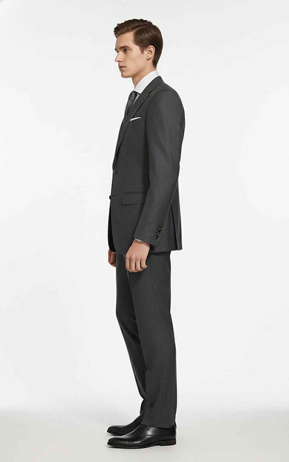 Men's medium gray double-yarn twill customized business suits set
