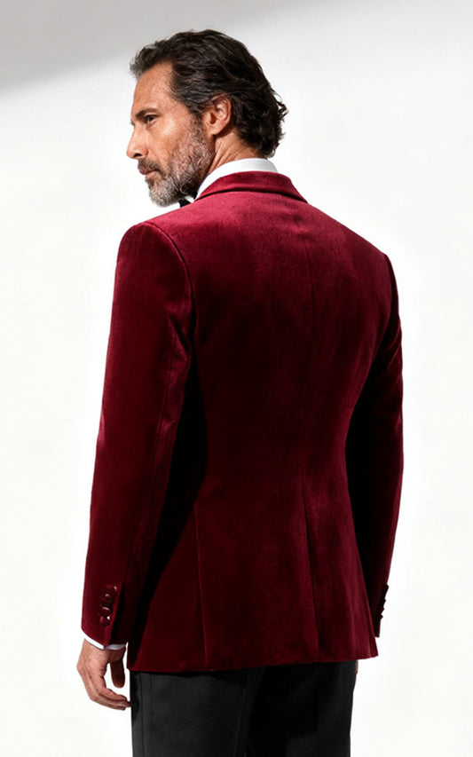 Men's Burgundy Velvet Wedding Suit - Formal Tuxedo
