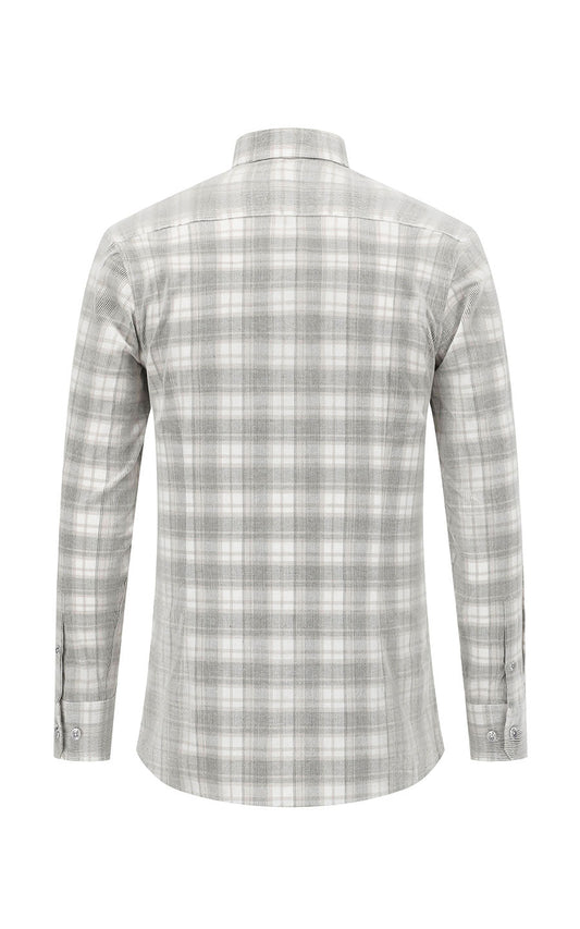 Cotton flannel shirt side view - light grey business
