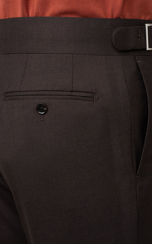 Custom Dark Brown Twill Pants Detail - Premium Fabric