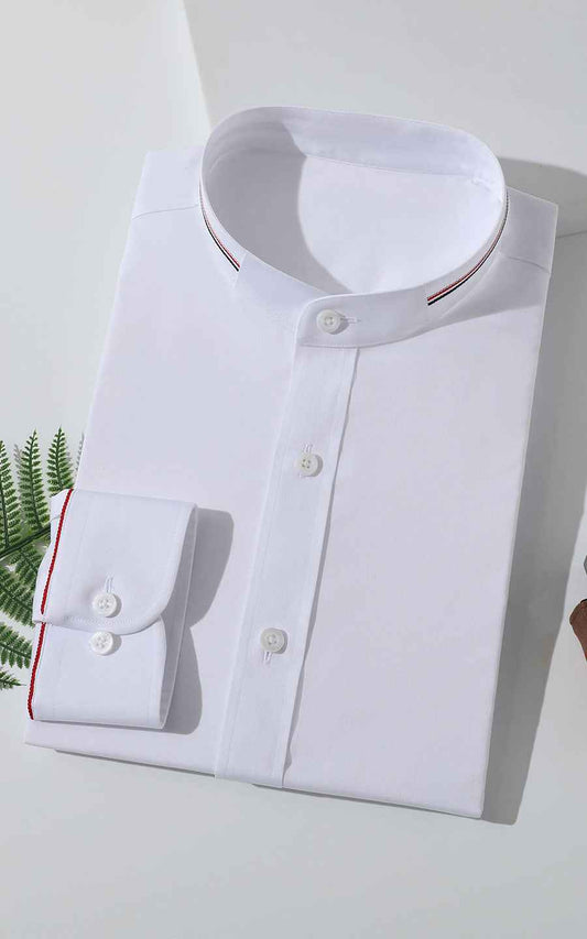 WIAI Men's Custom Embroidered White Dress Shirt
