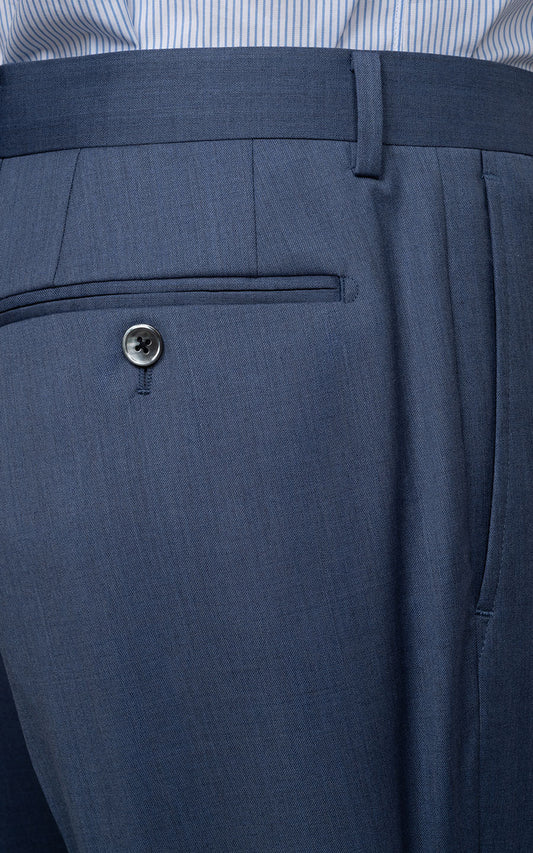Light Blue Wool Suit Pants Detail - Premium Twill Fabric