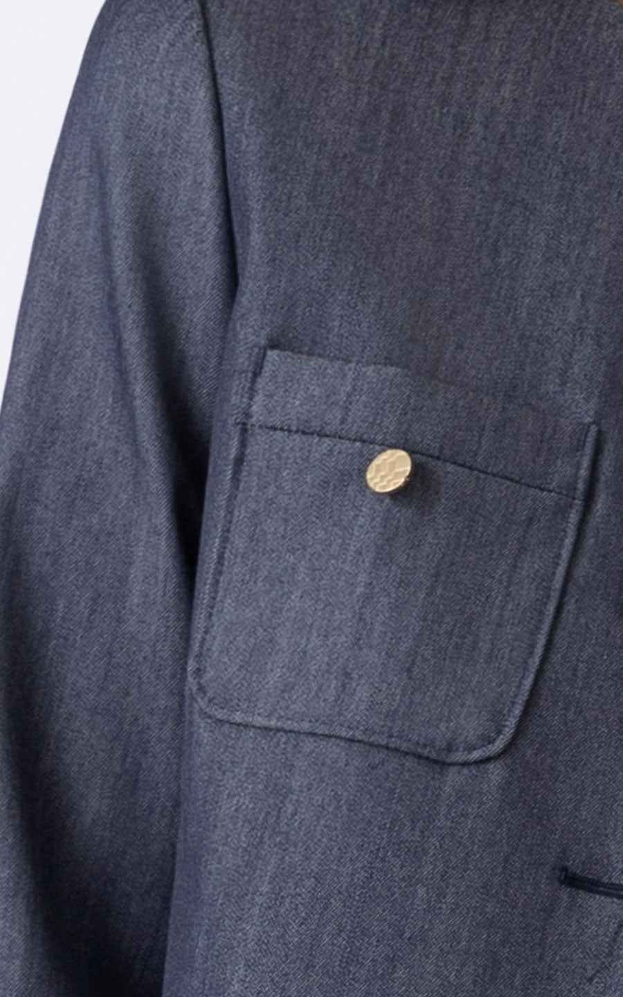 Women's Navy Blue Suit Set - Jacket & Wide Leg Pants
