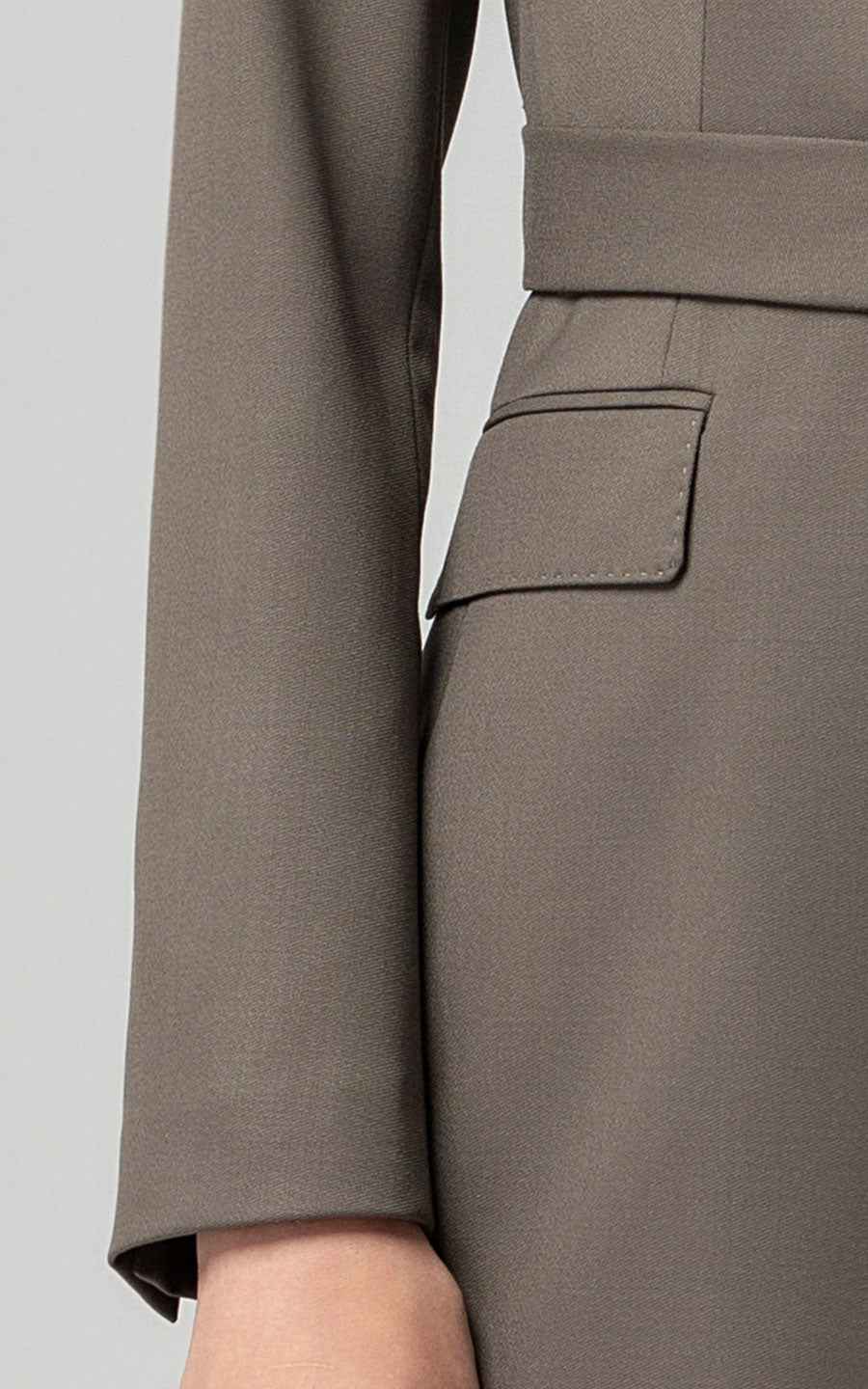 Women's Olive Green Belted Double-Breasted Suit Set