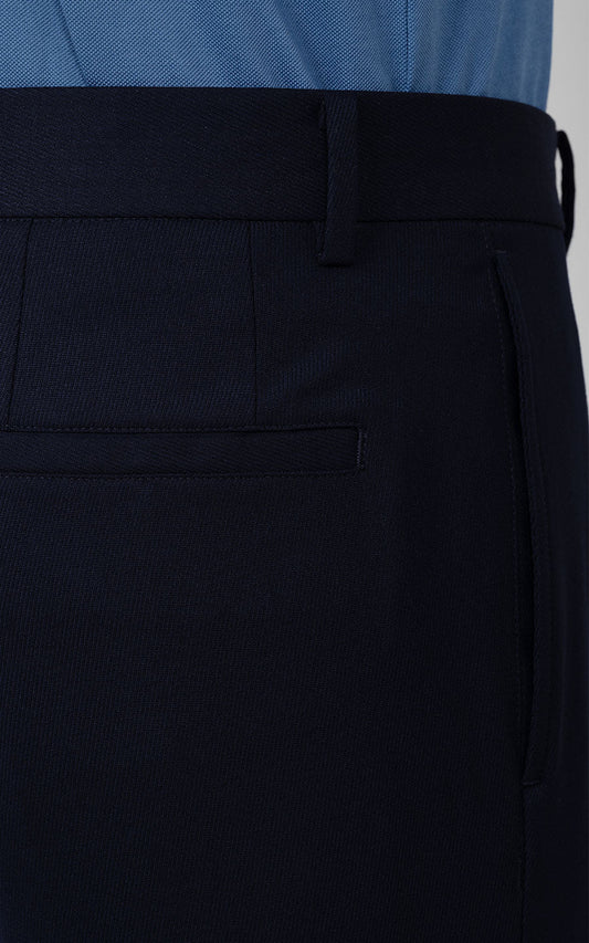 Dark Blue Organic Wool Pants Detail - Custom Suit Fabric