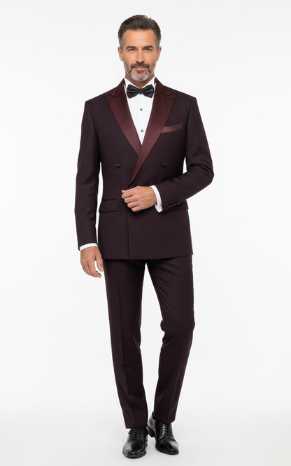 Custom Purple Jacquard Tuxedo Men Formal Wedding Suit Set