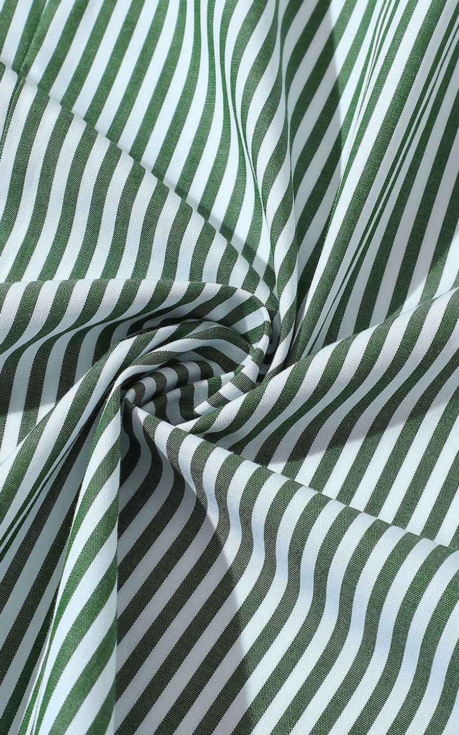 Green & White Striped Business Casual Shirt